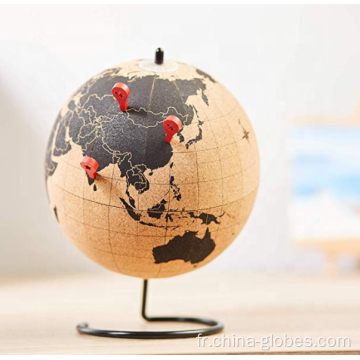 Grande décoration de bureau Globe de carte du monde en liège